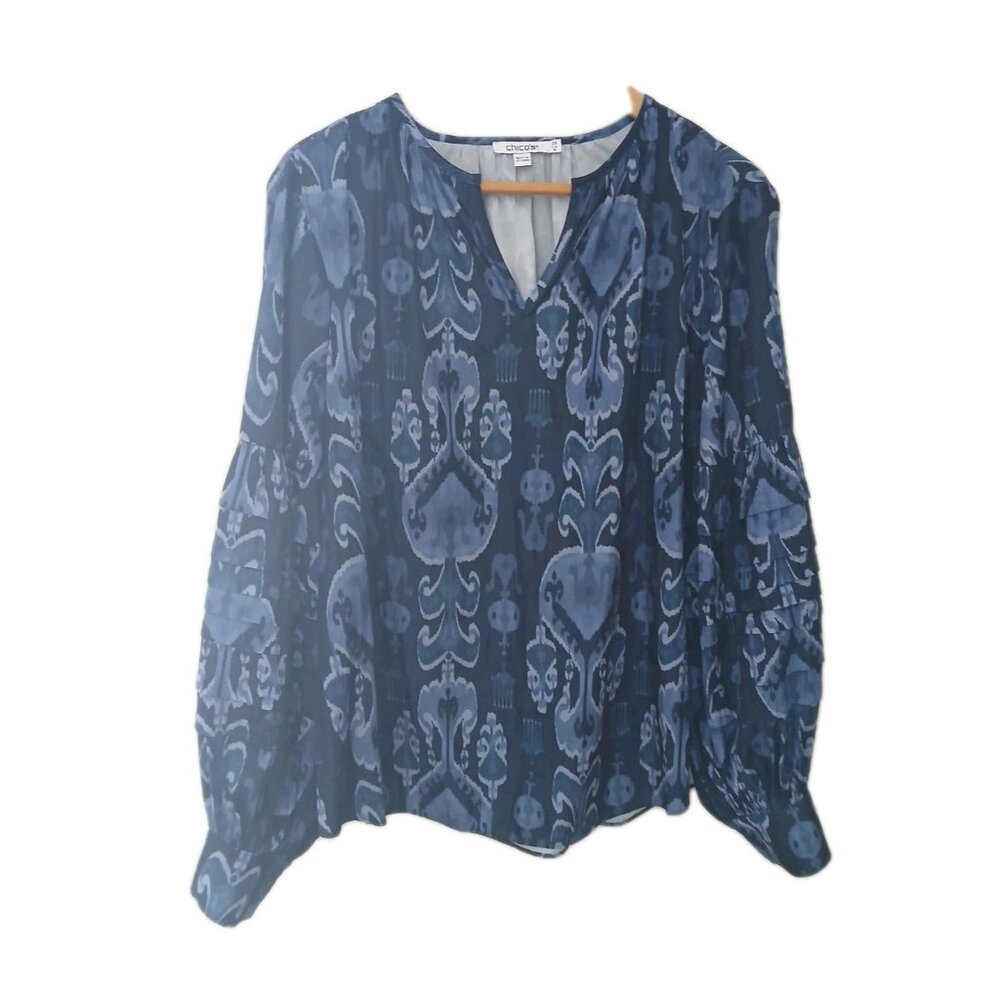 Chico's V Neck Popover Blouse